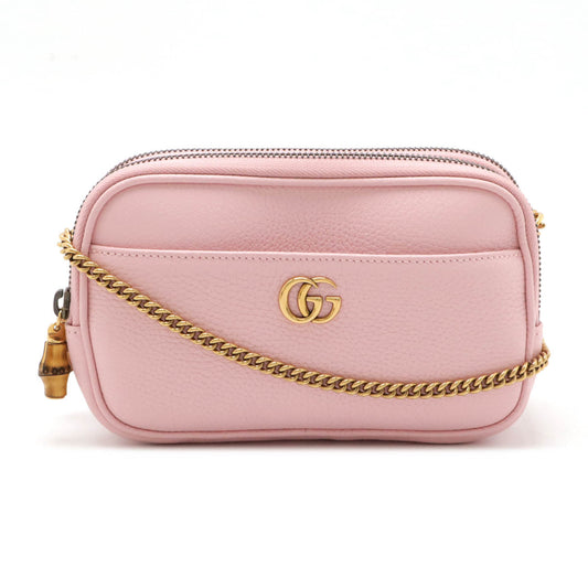 Gucci Leather Bamboo GG Marmont Super Mini Bag 2way Bag 772778