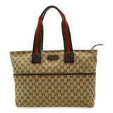 Gucci GG Canvas Leather Tote Bag