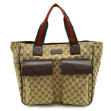 Gucci GG Canvas Leather Tote Bag
