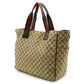 Gucci GG Canvas Leather Tote Bag