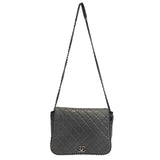 CHANEL - Calfskin Quilted Large CC Enchained Accordion - Gray Shoulder Bag