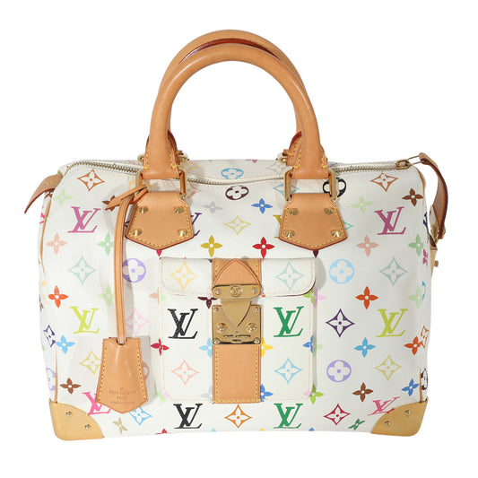 Louis Vuitton Louis Vuitton Monogram White Multicolor Speedy 30