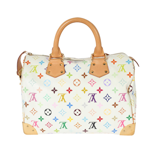 Louis Vuitton Louis Vuitton Monogram White Multicolor Speedy 30