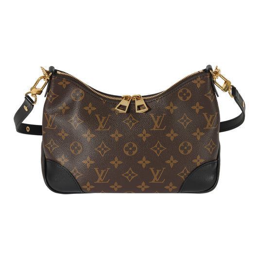 Louis Vuitton Louis Vuitton Black Leather & Monogram Canvas Boulogne NM