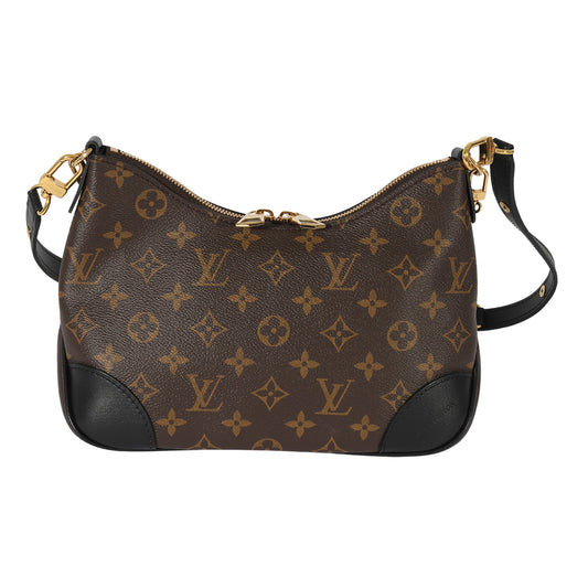 Louis Vuitton Louis Vuitton Black Leather & Monogram Canvas Boulogne NM