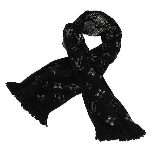 Louis Vuitton Louis Vuitton Black Silver Logomania Shine Scarf