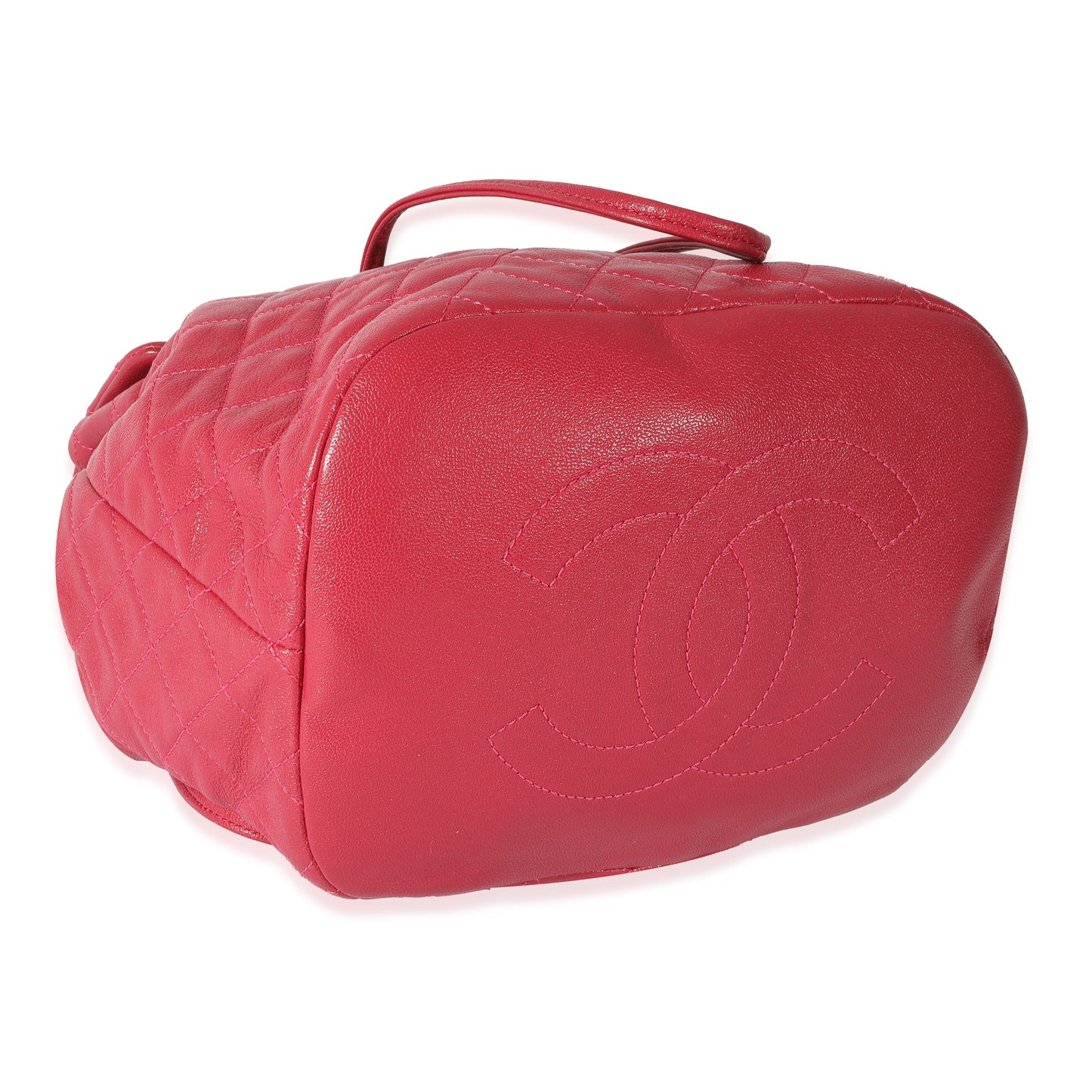 Chanel Red Quilted Calfskin Medium Covered CC Drawstring Backpack