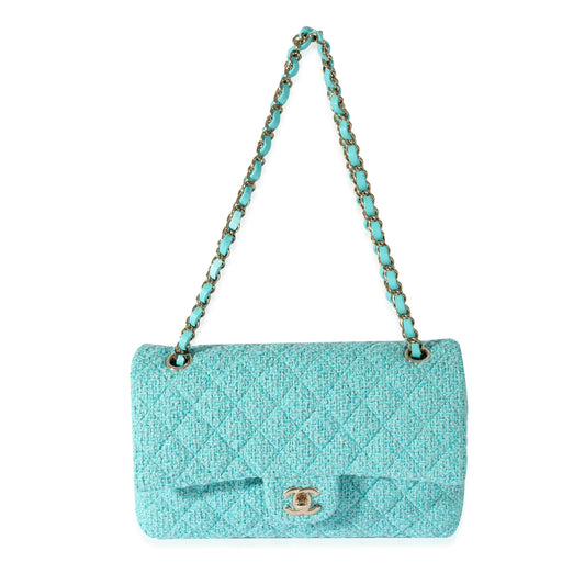CHANEL 22K Quilted Tweed Classic Medium Double Flap Bag