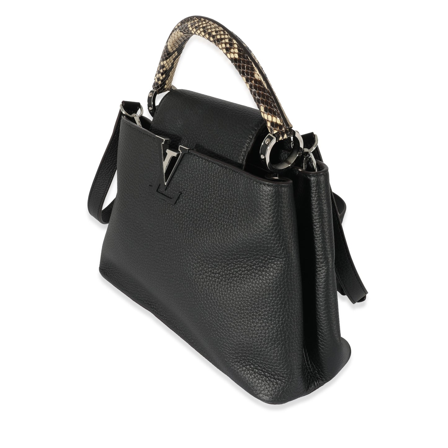 Louis Vuitton Louis Vuitton Black Taurillon Python Capucines MM