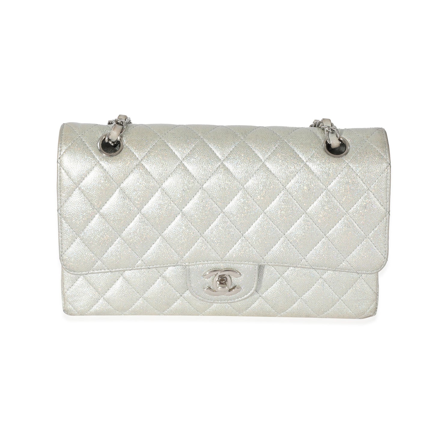 CHANEL 21K Glitter Caviar Medium Classic Double Flap Bag