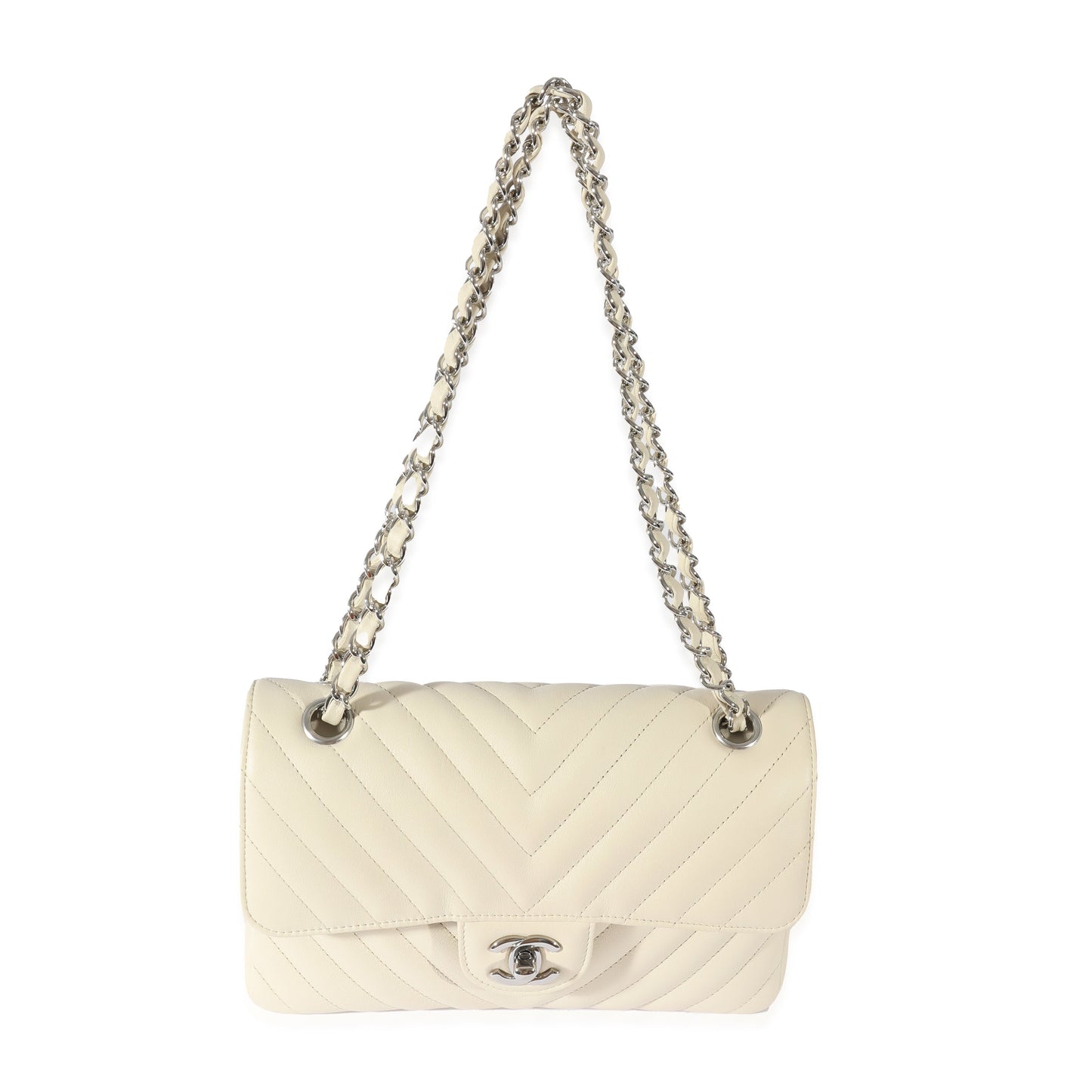 Chanel 22C Neutral Chevron Calfskin Small Classic Flap