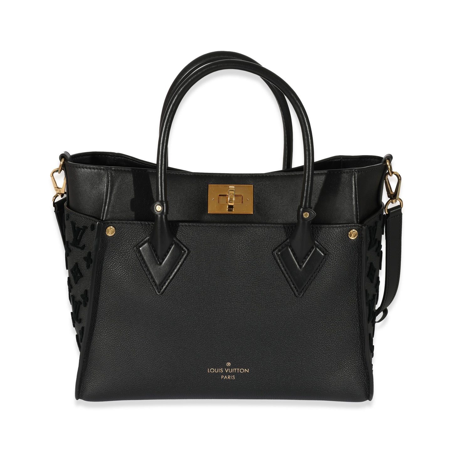 Louis Vuitton Louis Vuitton Black Calfskin On My Side MM