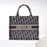 DIR1286 Book Tote CHRISTIAN mini 26.5cm Oblique blue-3 Embroidery Handbag