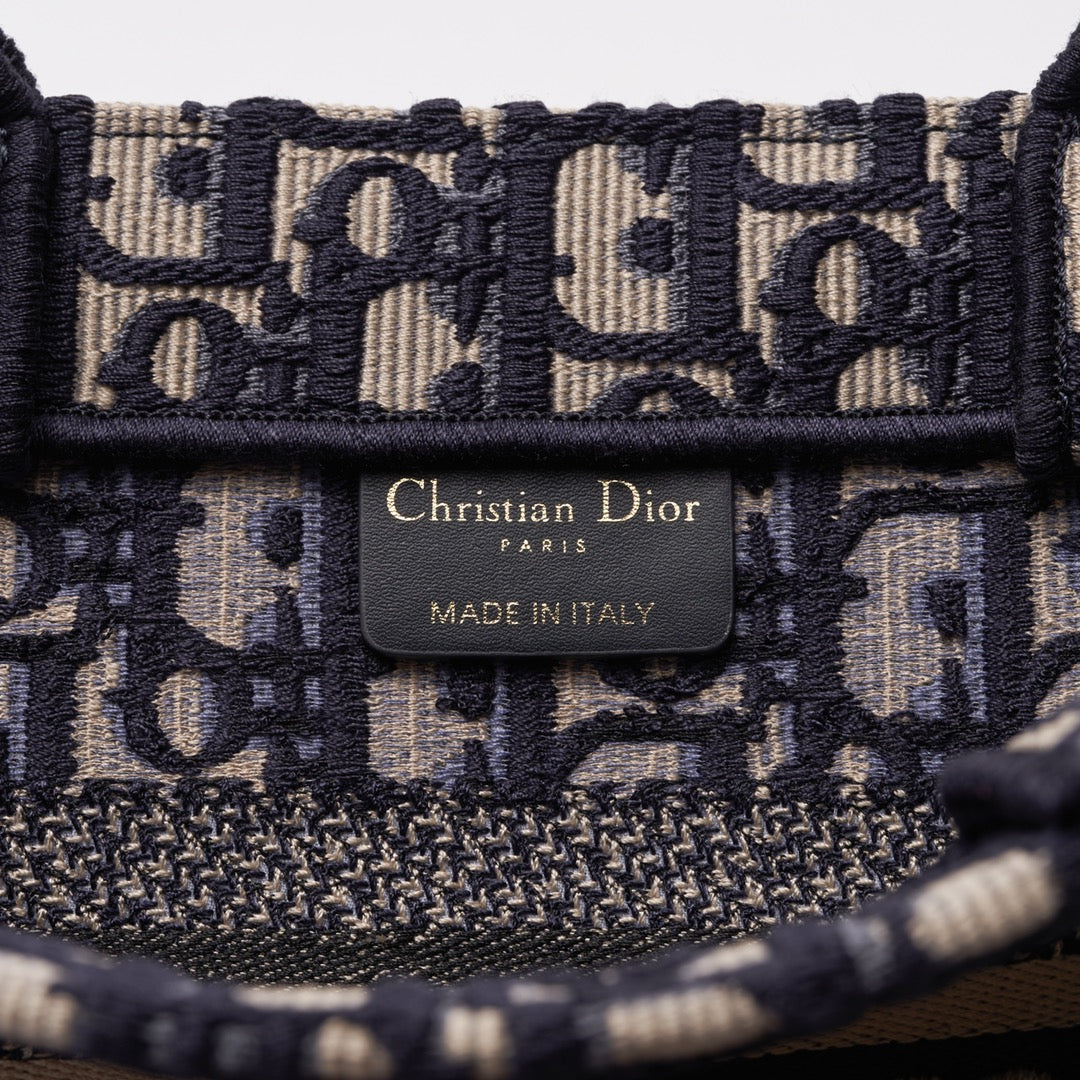 DIR1286 Book Tote CHRISTIAN mini 26.5cm Oblique blue-3 Embroidery Handbag