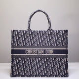 DIR1286 Book Tote big size 36.5cm 41.5cm Oblique Embroidery blue
