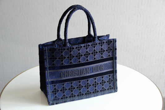 DIR1286 Book Tote BIG size 41.5cm 36.5cm Embroidery LOGO red Handbag blue