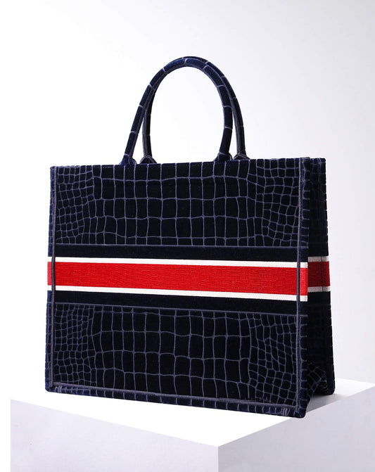 DIR1286 Book Tote BIG size 41.5cm 36.5cm Embroidery LOGO red Handbag black
