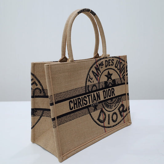 DIR1286 Book Tote BIG size 41.5cm 36.5cm Embroidery LOGO red Handbag grey-3