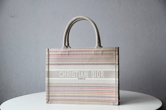 DIR1286 Book bag Tote Embroidery pink white 36.5cm 41.5cm Handbag