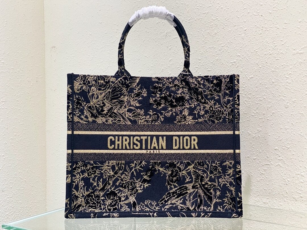 DIR1286 Book Tote bird navy blue