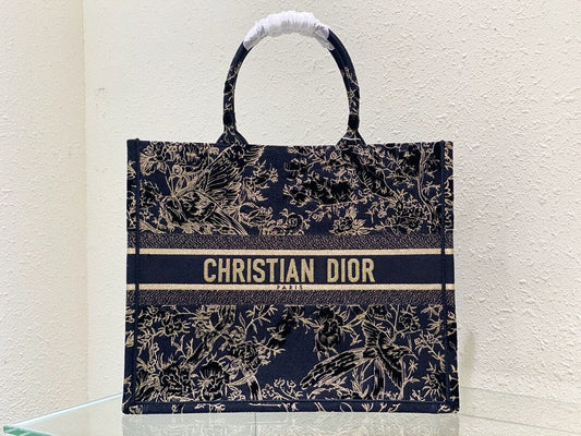 DIR1286 Book Tote bird navy blue