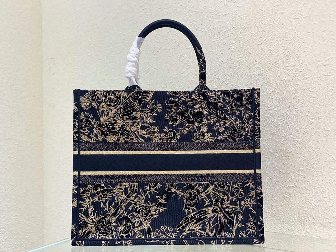 DIR1286 Book Tote bird navy blue
