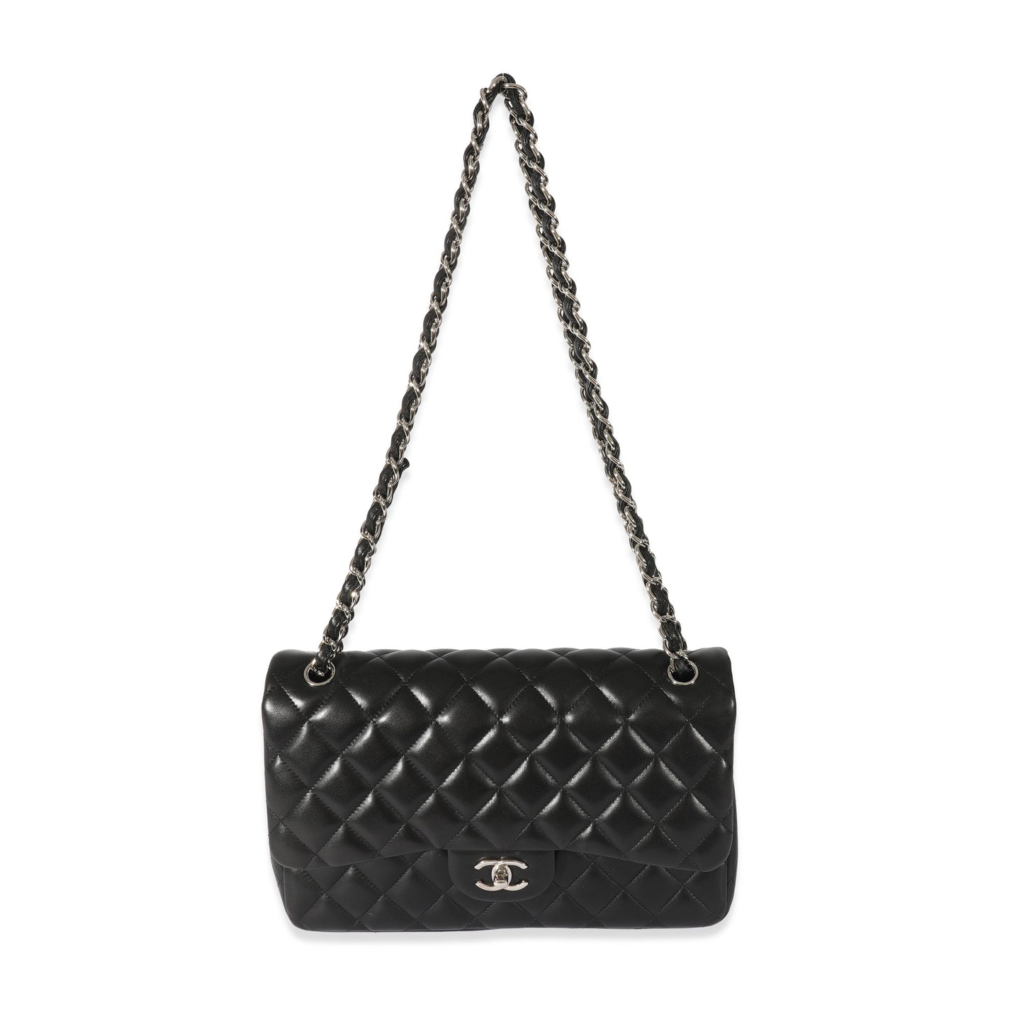 Chanel Black Quilted Lambskin Jumbo Classic Double Flap