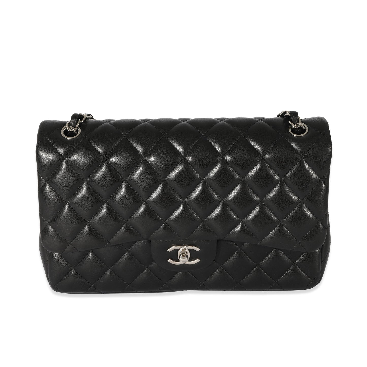 Chanel Black Quilted Lambskin Jumbo Classic Double Flap