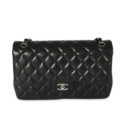 Chanel Black Quilted Lambskin Jumbo Classic Double Flap
