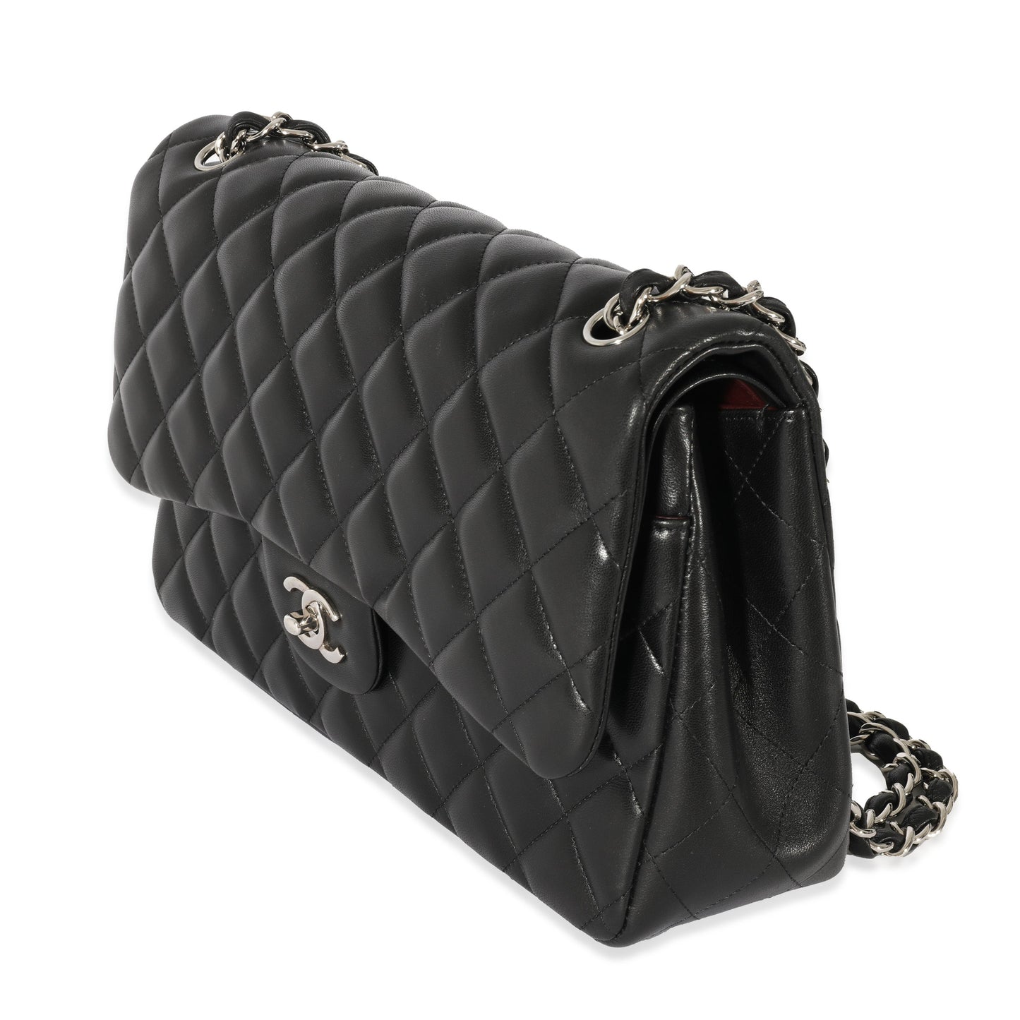 Chanel Black Quilted Lambskin Jumbo Classic Double Flap