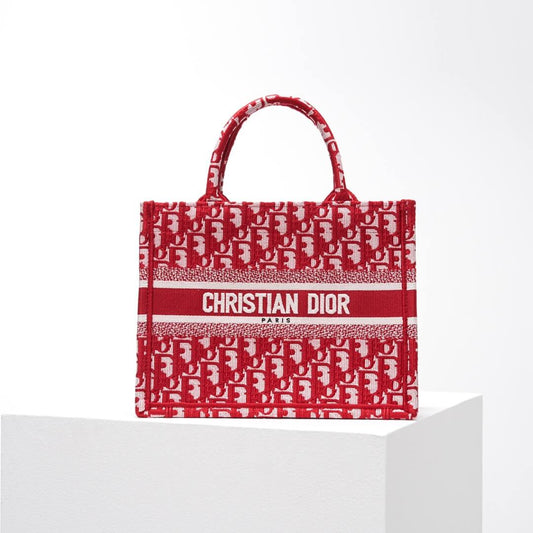 DIR1286 Book Tote BIG 26.5cm Embroidery LOGO red Handbag red-5