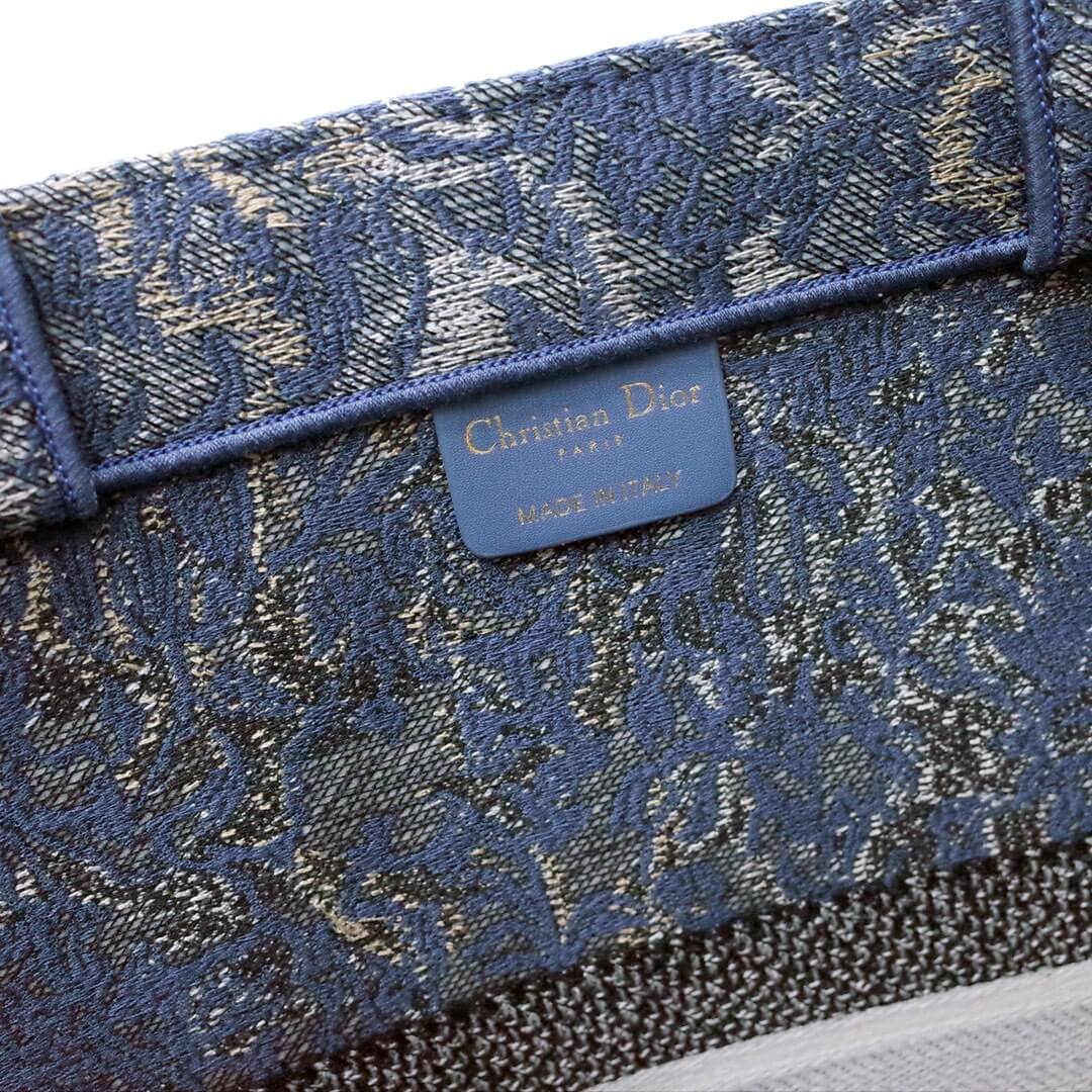 DIR1286 Book Tote big size 36.5cm 41.5cm Oblique Embroidery blue