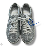 Shoes Luxury Designer By Yves Saint Laurent In Silver, Size: 5.5