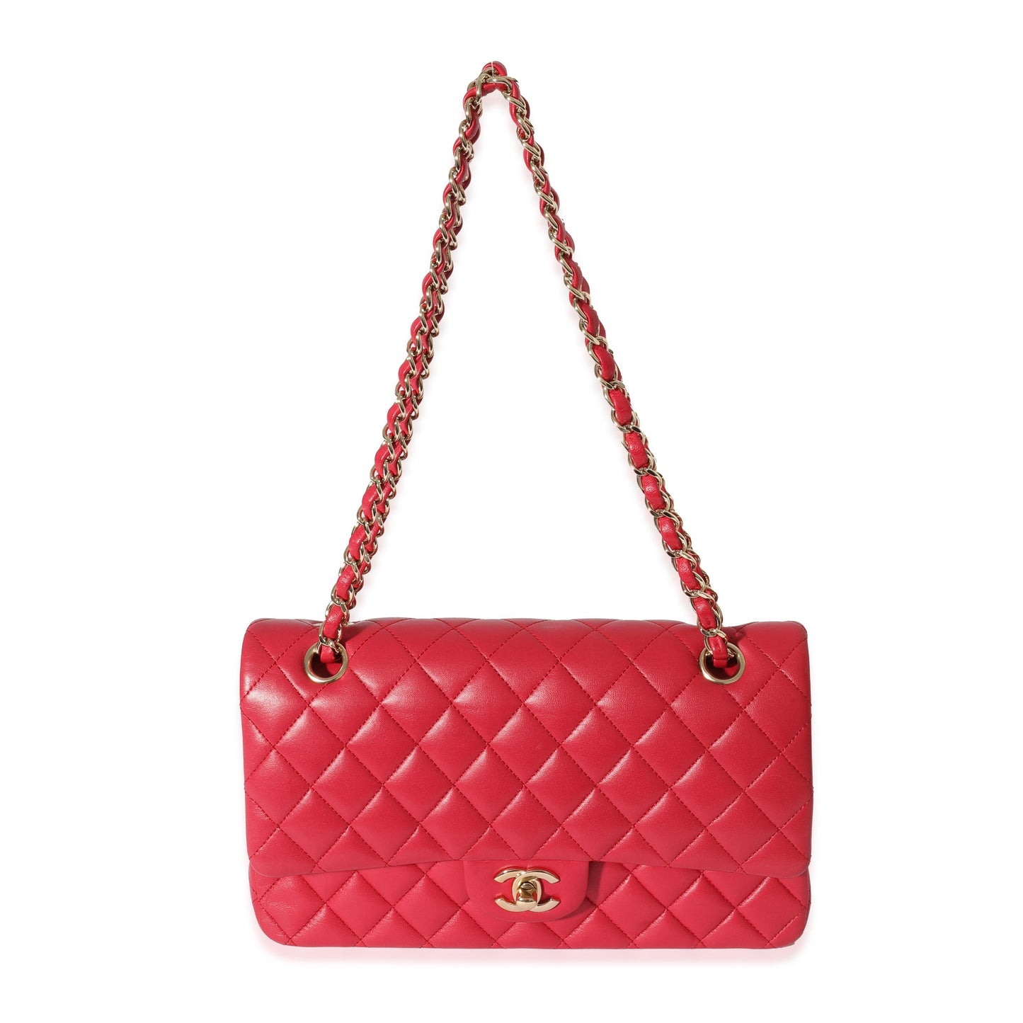 Chanel Dark Pink Quilted Lambskin Medium Classic Double Flap Bag