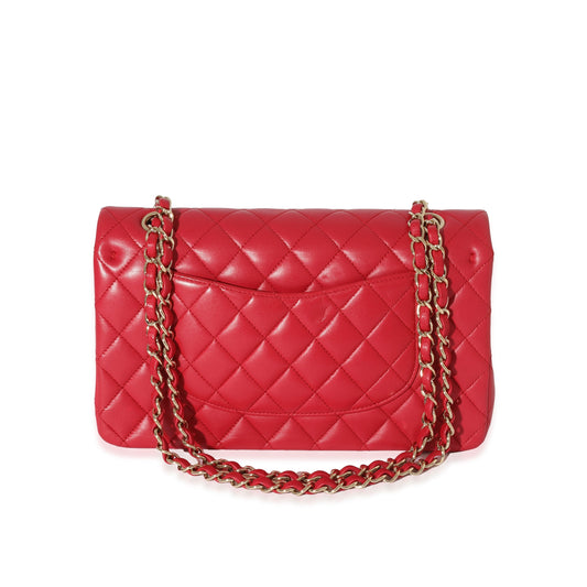 Chanel Dark Pink Quilted Lambskin Medium Classic Double Flap Bag