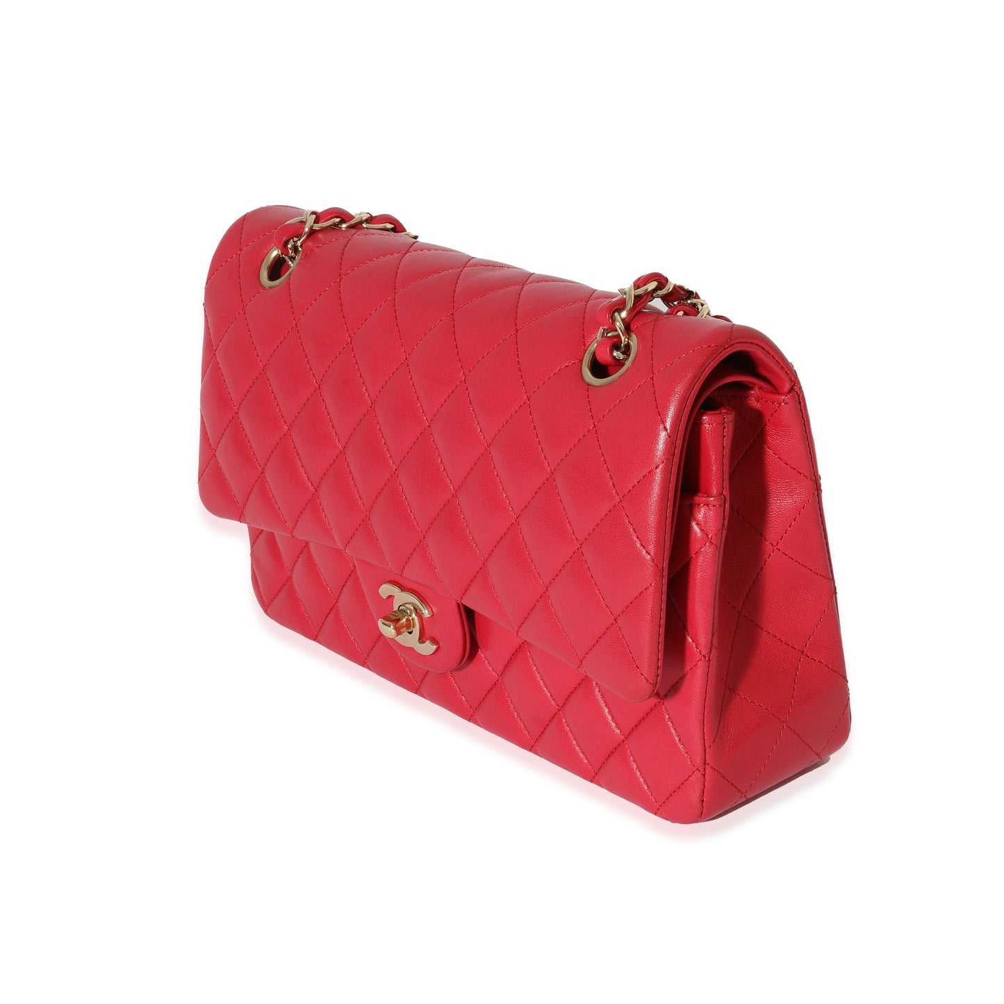 Chanel Dark Pink Quilted Lambskin Medium Classic Double Flap Bag
