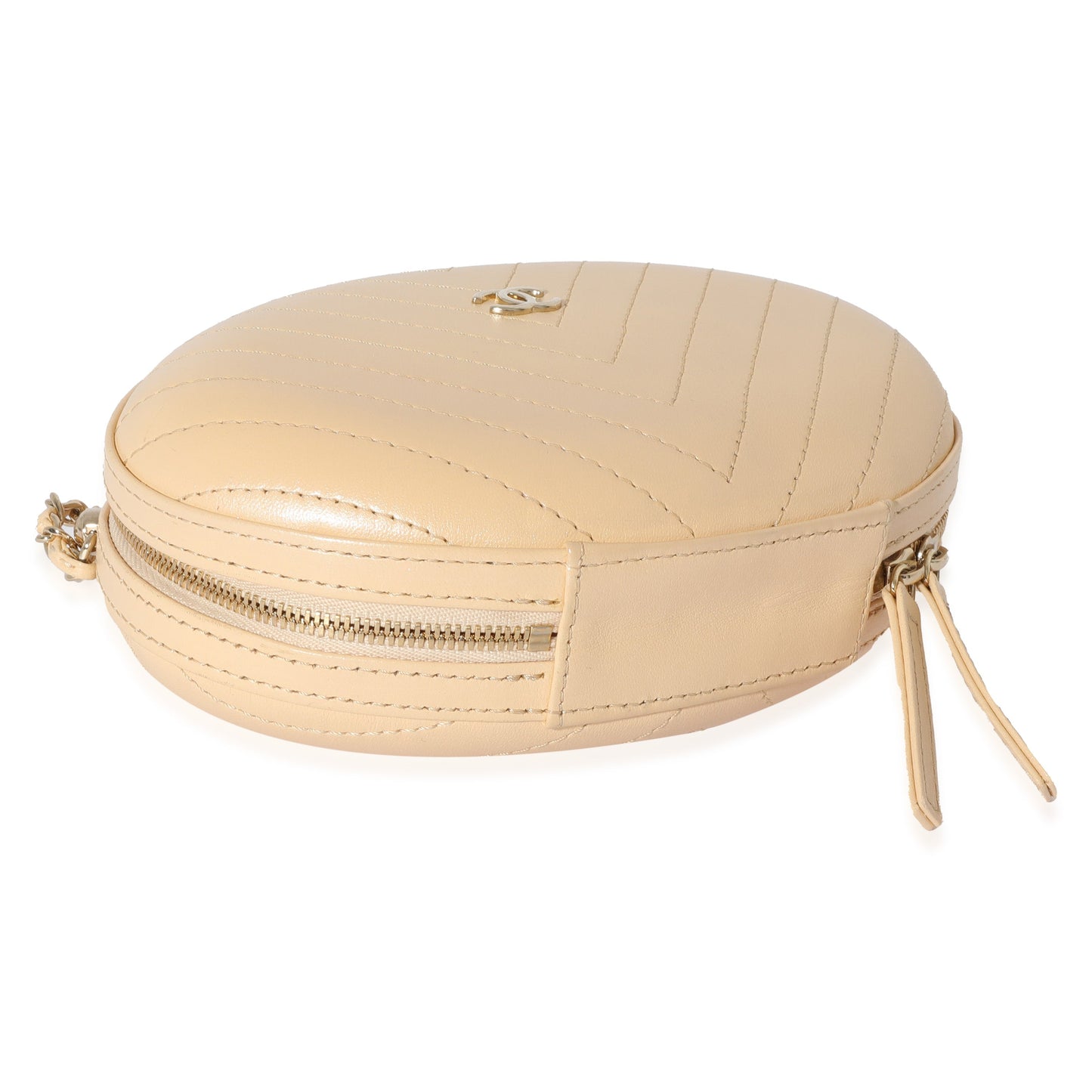CHANEL Beige Chevron Leather City Evening Box Bag