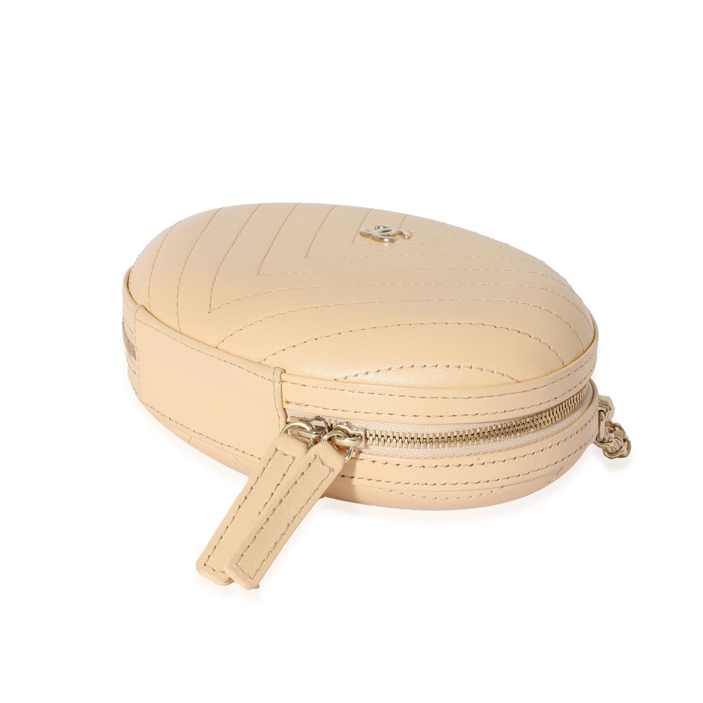 CHANEL Beige Chevron Leather City Evening Box Bag