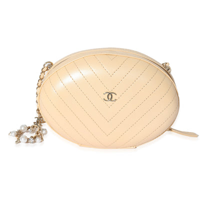 CHANEL Beige Chevron Leather City Evening Box Bag