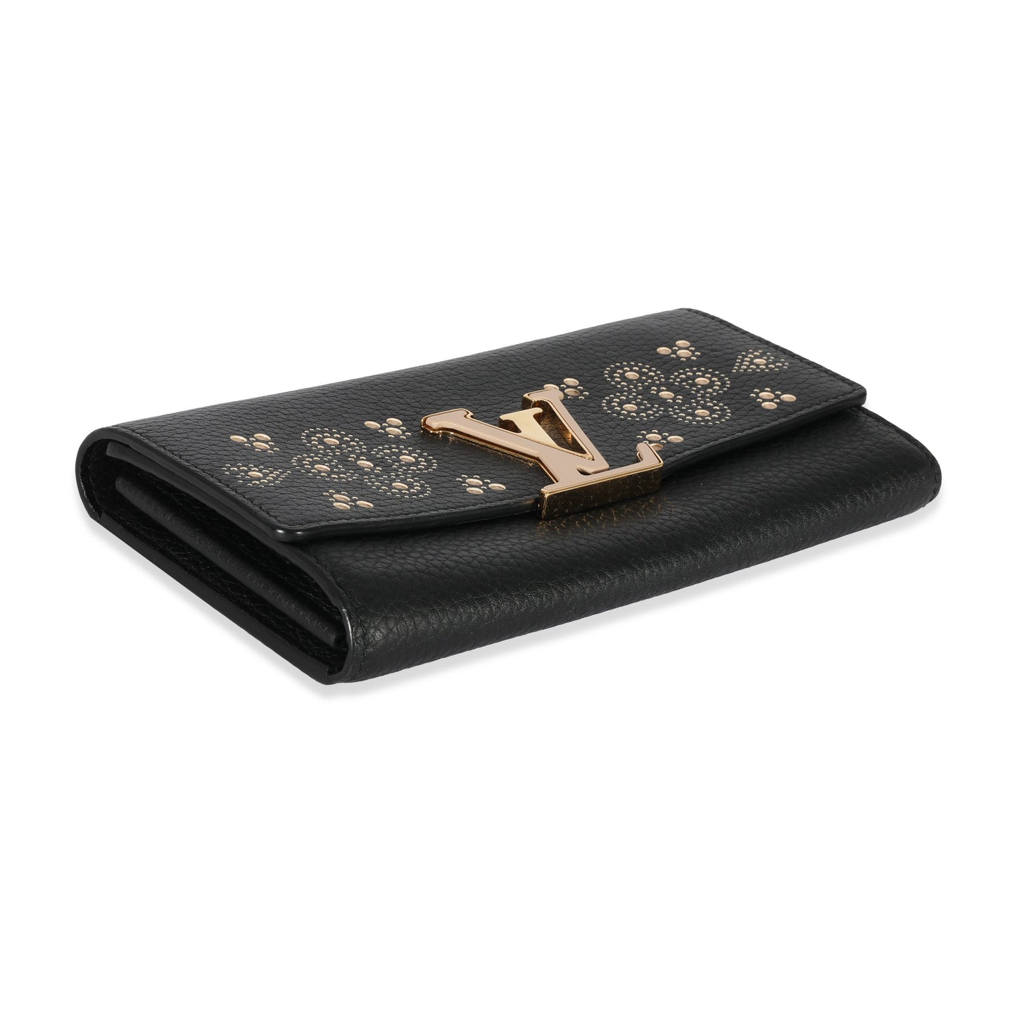 Louis Vuitton Louis Vuitton Black Leather Capucines Wallet