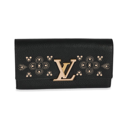 Louis Vuitton Louis Vuitton Black Leather Capucines Wallet
