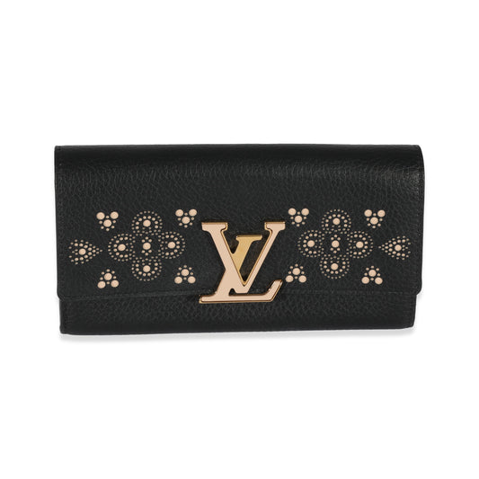 Louis Vuitton Louis Vuitton Black Leather Capucines Wallet