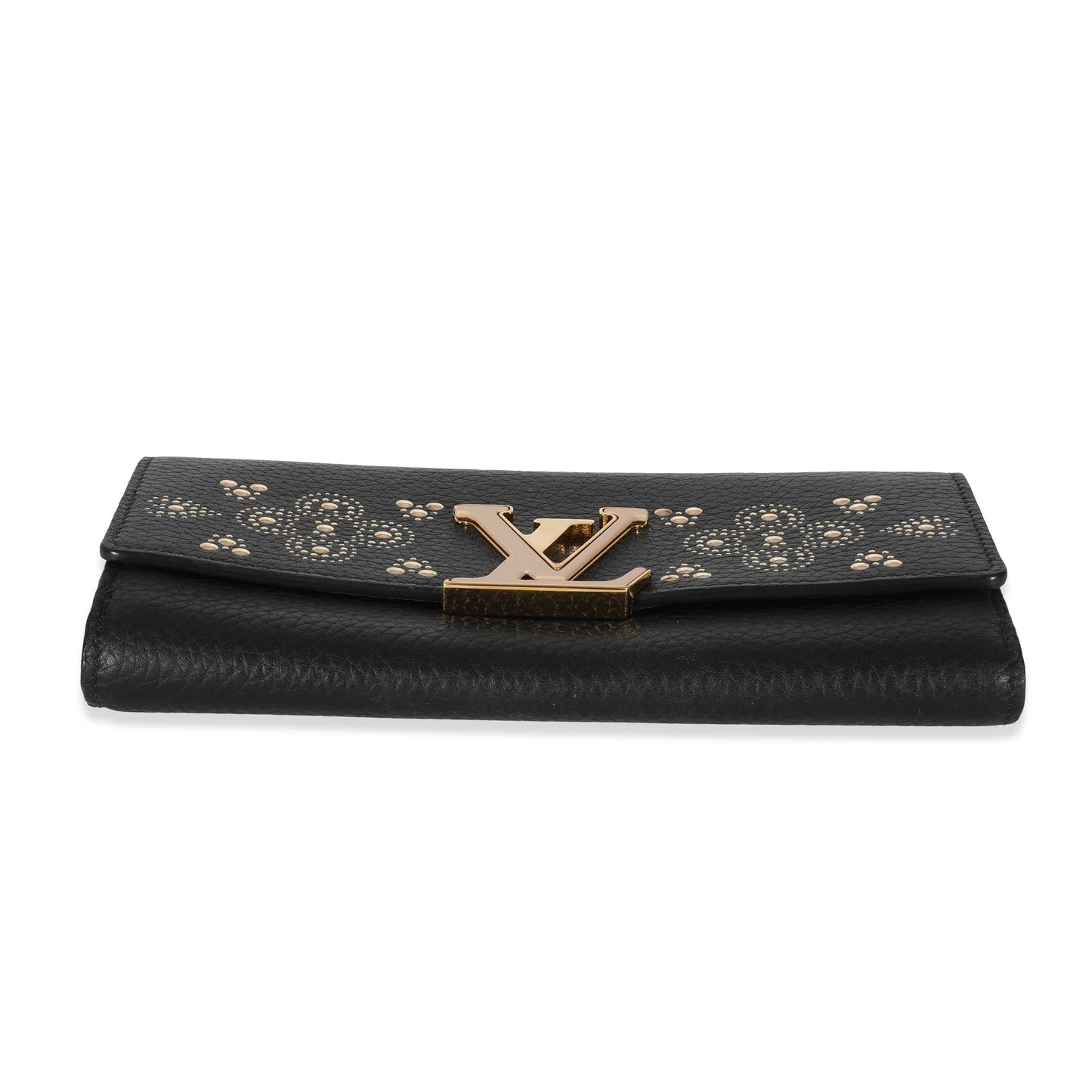 Louis Vuitton Louis Vuitton Black Leather Capucines Wallet