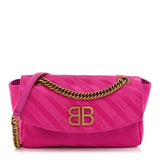 Balenciaga Nylon Jacquard Diagonal Logo S BB Round Shoulder Bag Rose Magenta