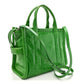 Marc Jacobs Shiny Crinkled Calfskin Medium The Tote Bag Green Glow