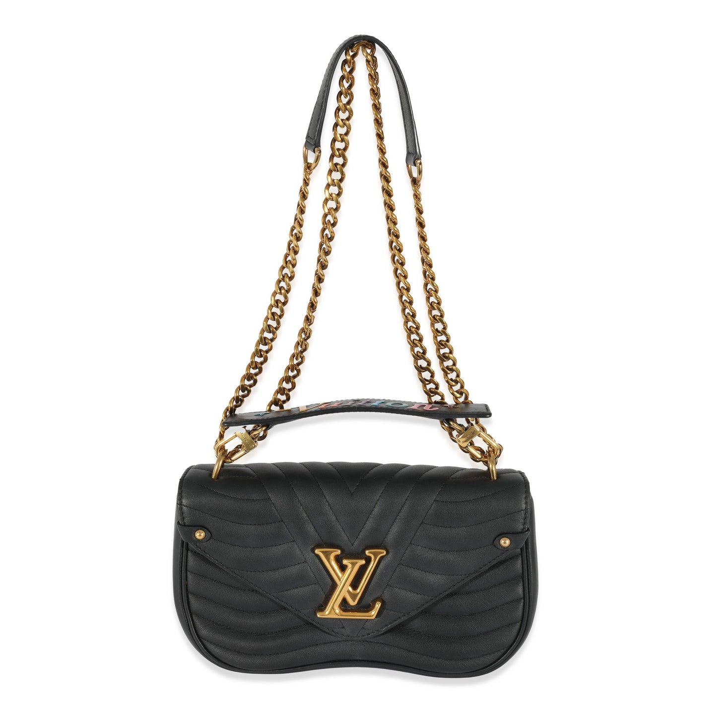 Louis Vuitton Louis Vuitton Black Leather New Wave Chain Bag MM