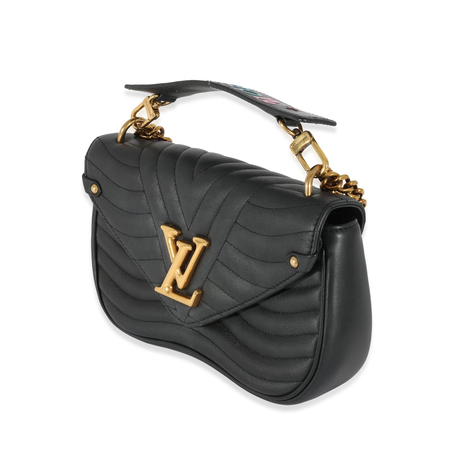 Louis Vuitton Louis Vuitton Black Leather New Wave Chain Bag MM