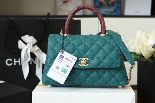 CHL - Medium Flap Bag With Top Handle Teal For Women, Women’s Handbags, Shoulder And Crossbody Bags 9in/23AmeliaA92990