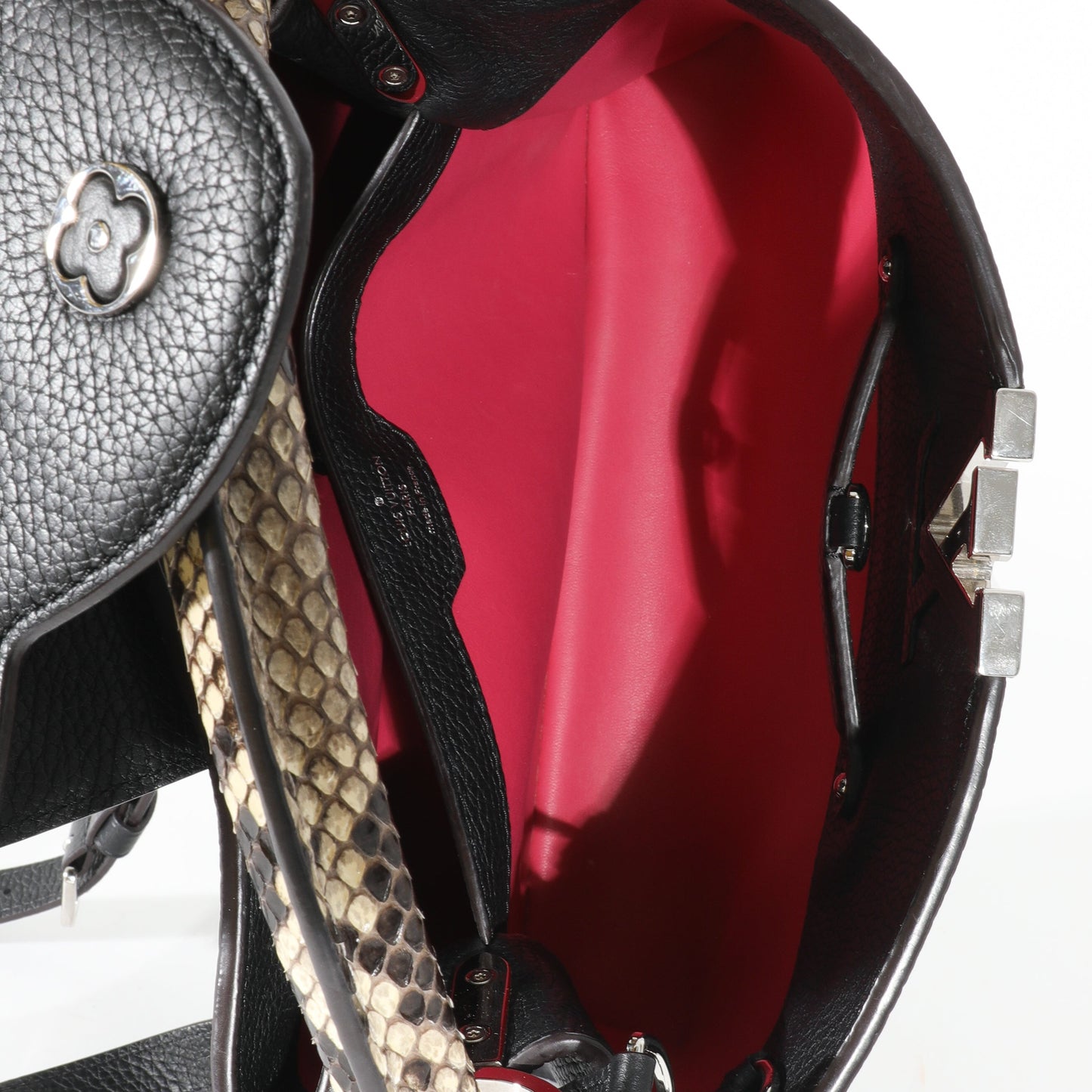 Louis Vuitton Louis Vuitton Black Taurillon Python Capucines PM