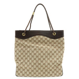 GUCCI GG Canvas Leather Tote Bag Shoulder Bag Brown 109141